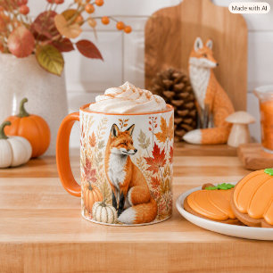 Autumn Harvest with Fox and Pumpkins Wildlife Mug