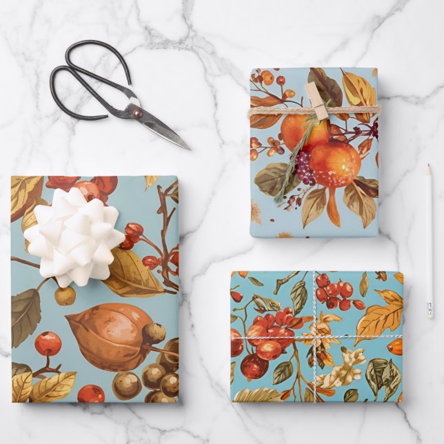 Autumn Harvest Wrapping Paper Set  (Front)