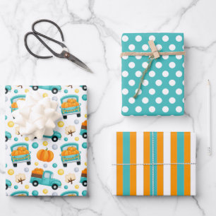 Autumn Harvest Wrapping Paper Set of 3