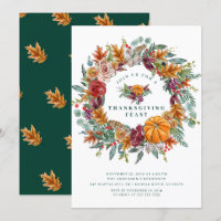 Autumn Harvest Wreath Thanksgiving Dinner Party