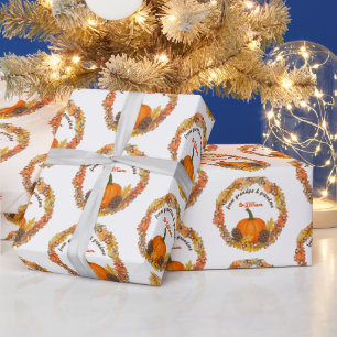 Autumn Harvest  Wreath Thanksgiving Wrapping Paper