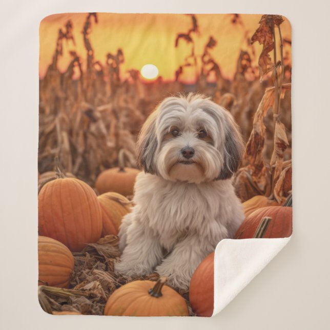 Autumn Havanese Sherpa Blanket (Front)