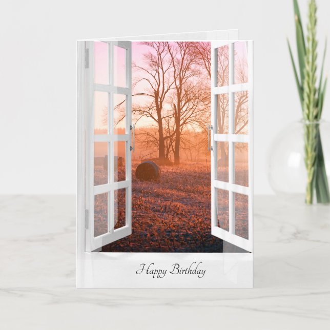 Autumn Hay Bales birthday Card (Front)