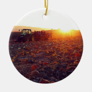 Autumn Hay Ride Ceramic Ornament
