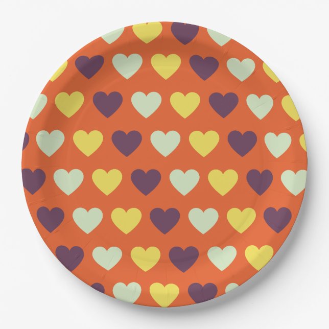 Autumn Hearts Paper Plates (Front)