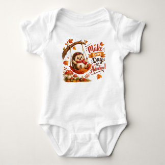 Autumn Hedgehog Adventure – Cute Woodland Animal Baby Bodysuit