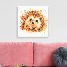 Autumn Hedgehog – Rustic Watercolour Wildlife