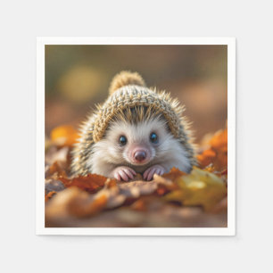 Autumn Hedgehog With Knitted Cap Napkin