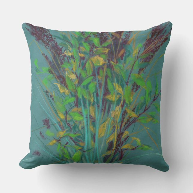 Autumn Herbs, floral art, pastel painting, nature Cushion (Front)