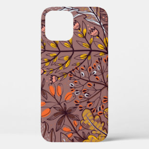 Autumn herbs, vintage floral seamless. iPhone 12 case