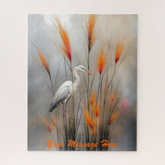 Autumn Heron by the Lakeside Jigsaw Puzzle