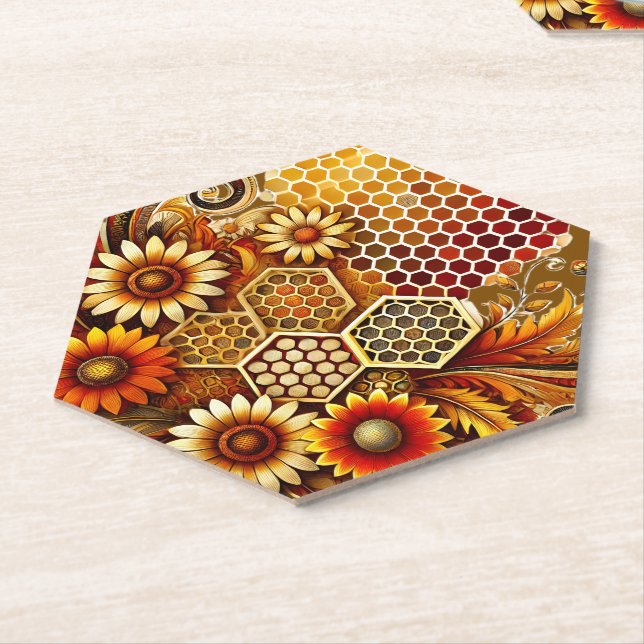 Autumn Hexagon Paper Coaster (Angled)