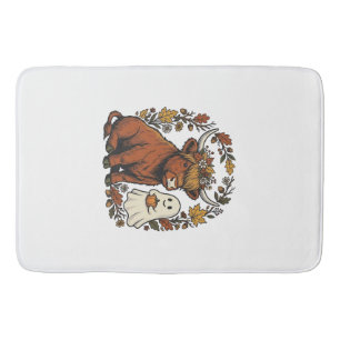 Autumn Highland Cow Ghost Vintage Engraving Shirt  Bath Mat