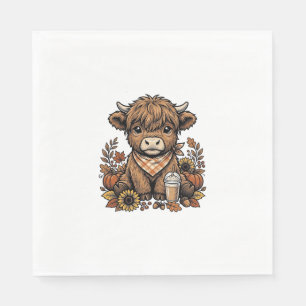 Autumn Highland Cow Vintage Fall Farmhouse Art Napkin