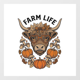 Autumn Highland Cow With Heart Glasses