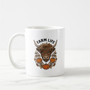 Autumn Highland Cow With Heart Glasses Coffee Mug