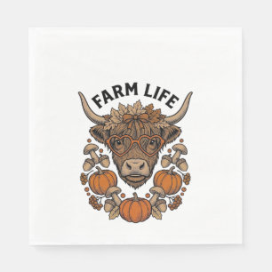 Autumn Highland Cow With Heart Glasses Napkin