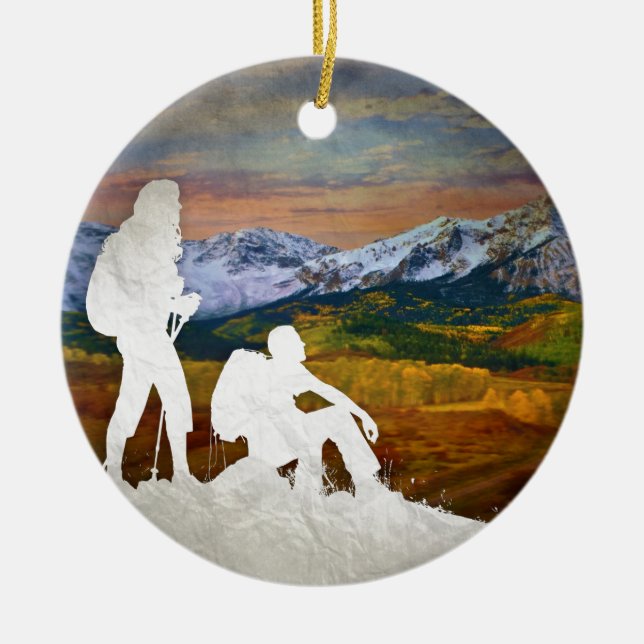 Autumn hike ceramic tree decoration (Front)