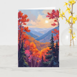 Autumn Hills   Fall Leaves Foliage Watercolor Card