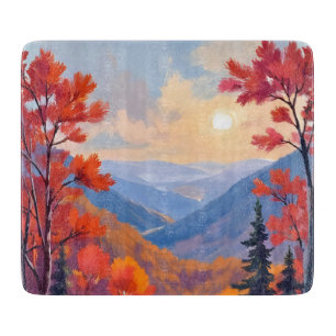 Autumn Hills   Fall Leaves Foliage Watercolor Cutting Board