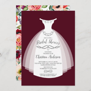 Autumn Hobo Floral Bride Gown Bridal Shower Invitation