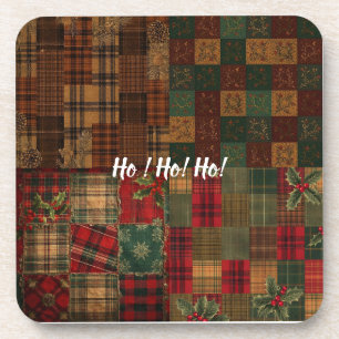 Autumn Holiday Quilt – Festive Plaid, Pinecones & Coaster