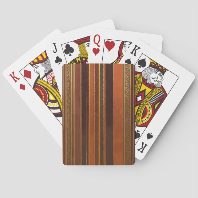 Autumn Holidays Stripes Dark Playing Cards (Back)