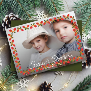 Autumn Holly "Season's Greetings" Photo Holiday Card
