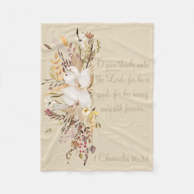 Autumn Home Collection Scripture Throw Fleece Blanket (Front)