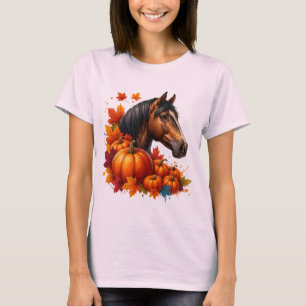 Autumn Horse & Pumpkins – Cozy Fall Leaves an farm T-Shirt