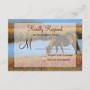 Autumn Horse Rustic Country Wedding RSVP Cards