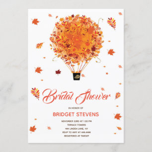 Autumn hot air balloon bridal shower invitation