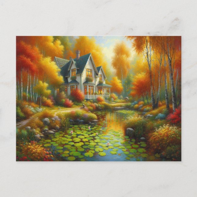 Autumn House Lake  Postcard (Front)