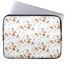 Autumn Hummingbird Floral Pattern Laptop Sleeves