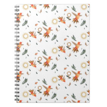 Autumn Hummingbird Floral Pattern Notebook