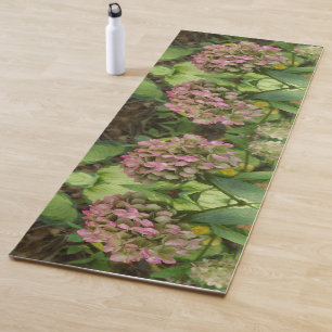 Autumn Hydrangea Bloom with Golden Hosta Leaves Yoga Mat