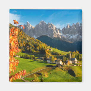 Autumn in a Dolomites landscape with church Magnet
