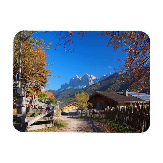 Autumn in a village in the Dolomites in Italy Magnet (Horizontal)