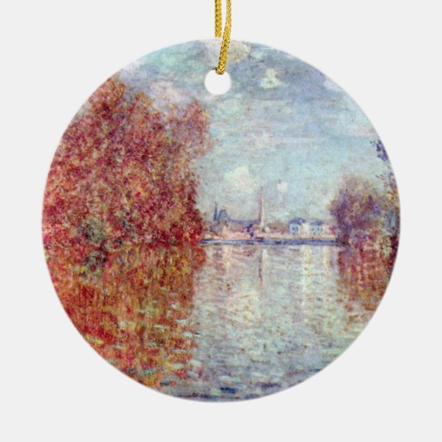 Autumn in Argenteuil by Claude Monet Ceramic Ornament (Front)