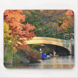 Autumn in Central Park: Boaters by Bow Bridge #01 Mouse Pad