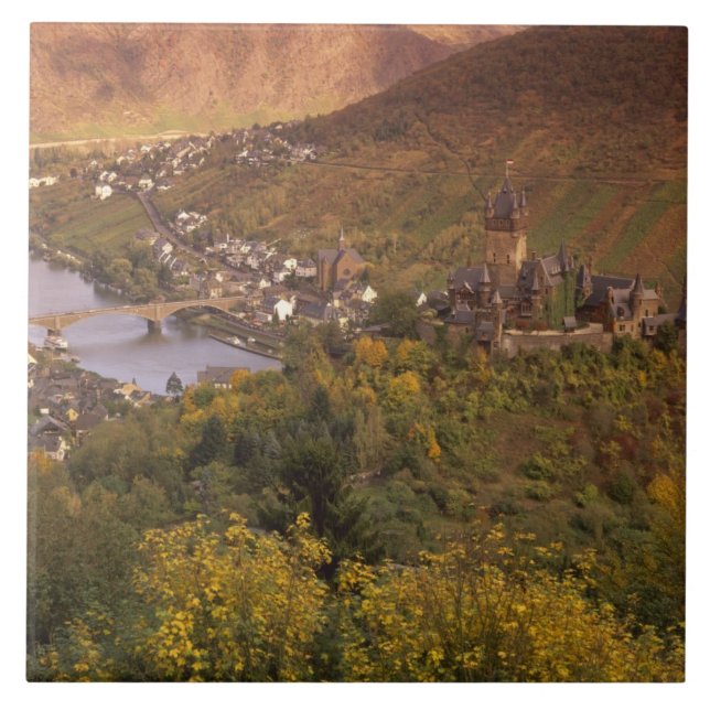 Autumn in Cochem, Rheinland Pfalz, Germany Tile (Front)