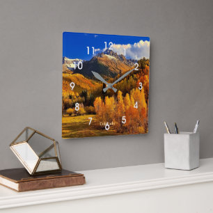 Autumn in Colorado Square Wall Clock