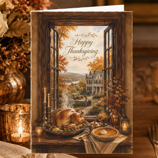 Autumn in Country Estate Happy Thanksgiving Holiday Card