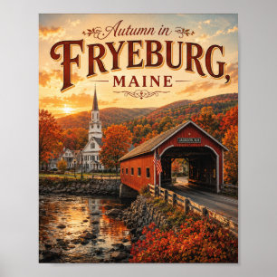 Autumn in Fryeburg Maine Vintage Travel Poster Pri