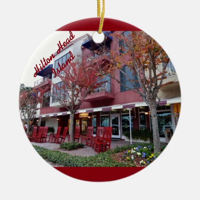 Autumn in Hilton Head Island - Harbour Town Shops Ceramic Ornament (Front)
