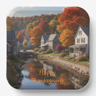 Autumn In New England Paper Plate