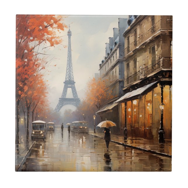 Autumn in Paris France Ceramic Tile (Front)
