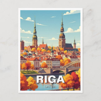 Autumn in Riga Latvia Travel Postcard