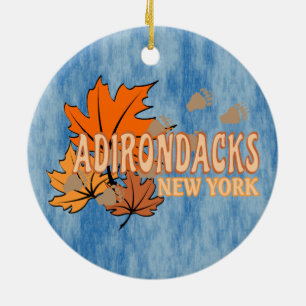 Autumn In The Adirondacks with Fall Leaves Bear Tr Ceramic Ornament