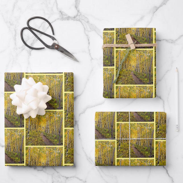Autumn in the Aspen Trees Wrapping Paper Sheet (Front)